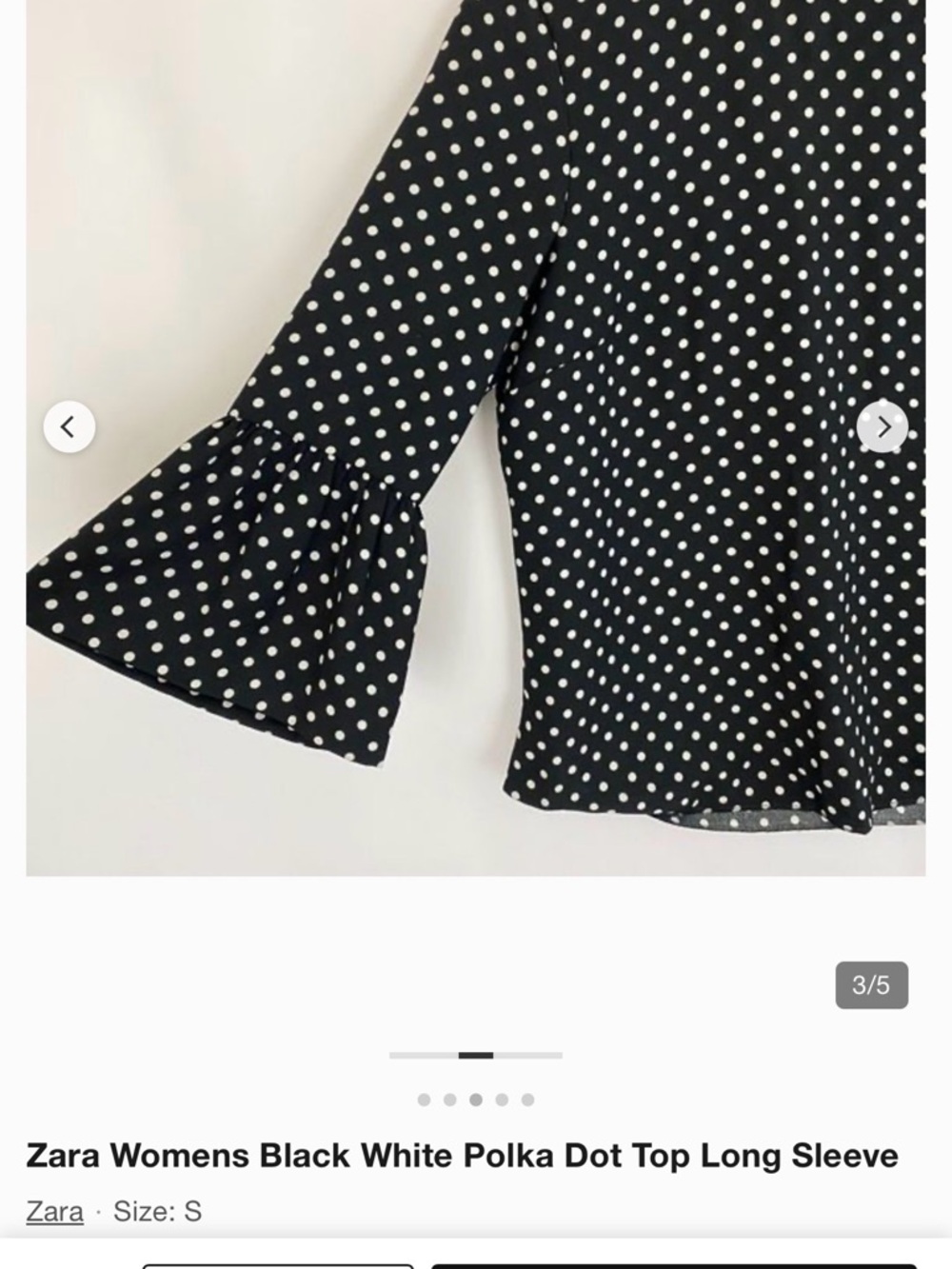 Zara Black Polka Dot Blouse with White Dots - Picture 4 of 5